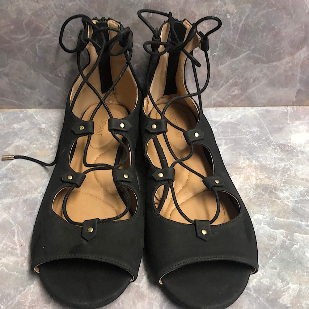 Lane Bryant Black Laced up Sandals